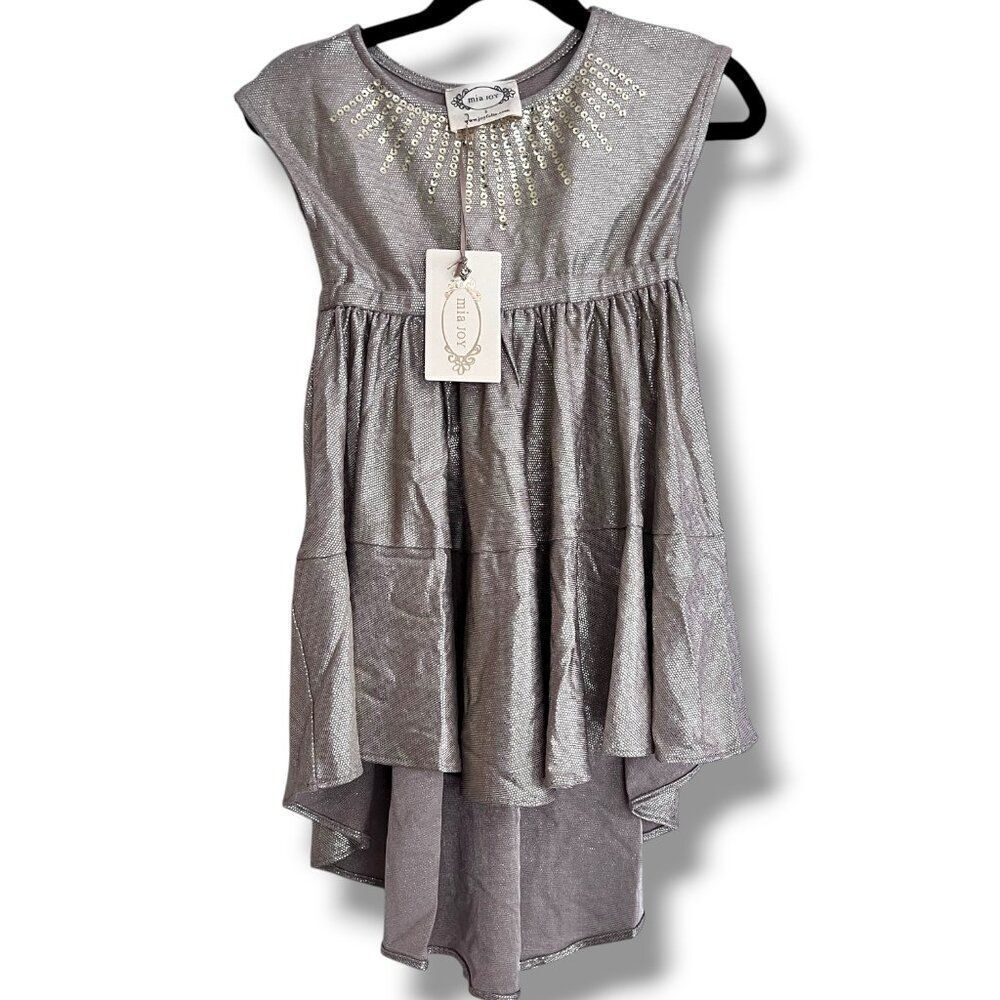 NWT! Joyfolie Rose Gold Metallic Sequins Hi Lo Divinia Dress Size 2